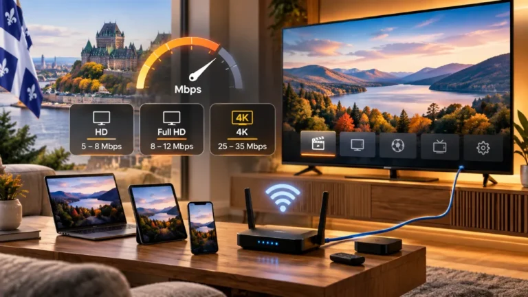 Vitesse Internet pour IPTV au Québec en HD, Full HD et 4K avec Wi-Fi et Ethernet